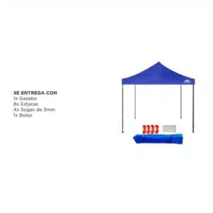 Gazebo 3x3m azul plegable reforzado c/u - Imagen 3