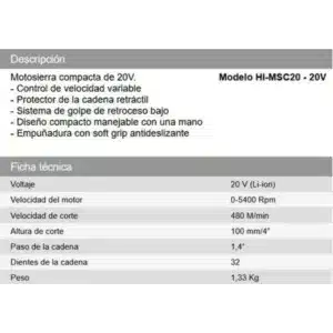 Electrosierra a bateria20v c/u - Imagen 3